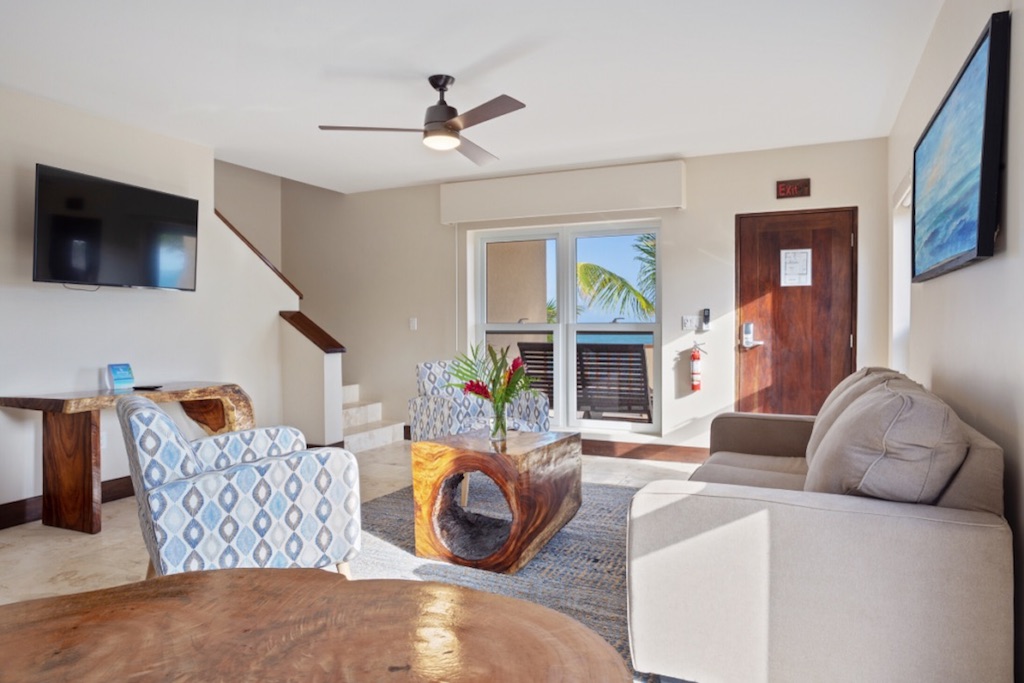 Pelican-Bungalow-Downstairs-Living-Area-2-Sirenian-Bay-Luxury-Vacation-Rental-Belize-55
